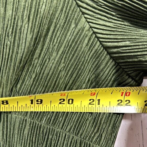 Michael Michael Kors Green Crinkle Button Front Dress Long Sleeve Textured Midi - Picture 15 of 16